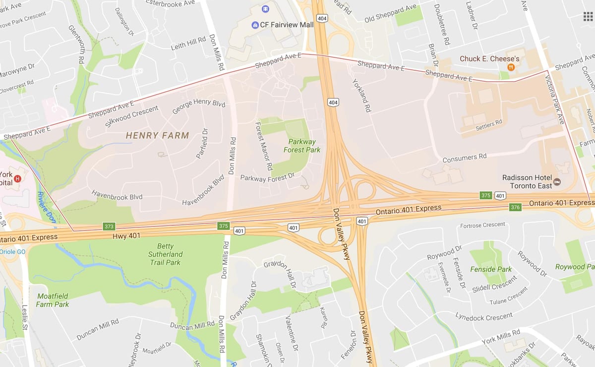 Mapa Henry Granja auzoa Toronto
