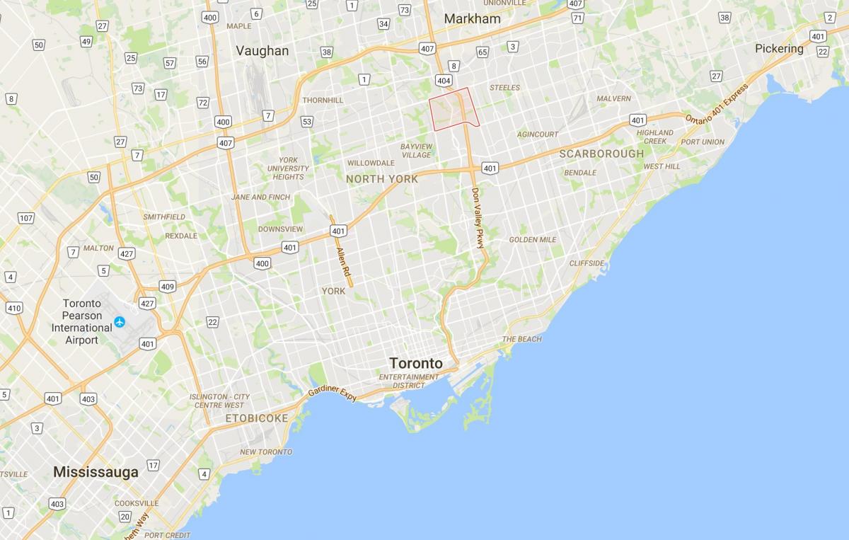 Mapa Hillcrest Herri auzoan Toronto