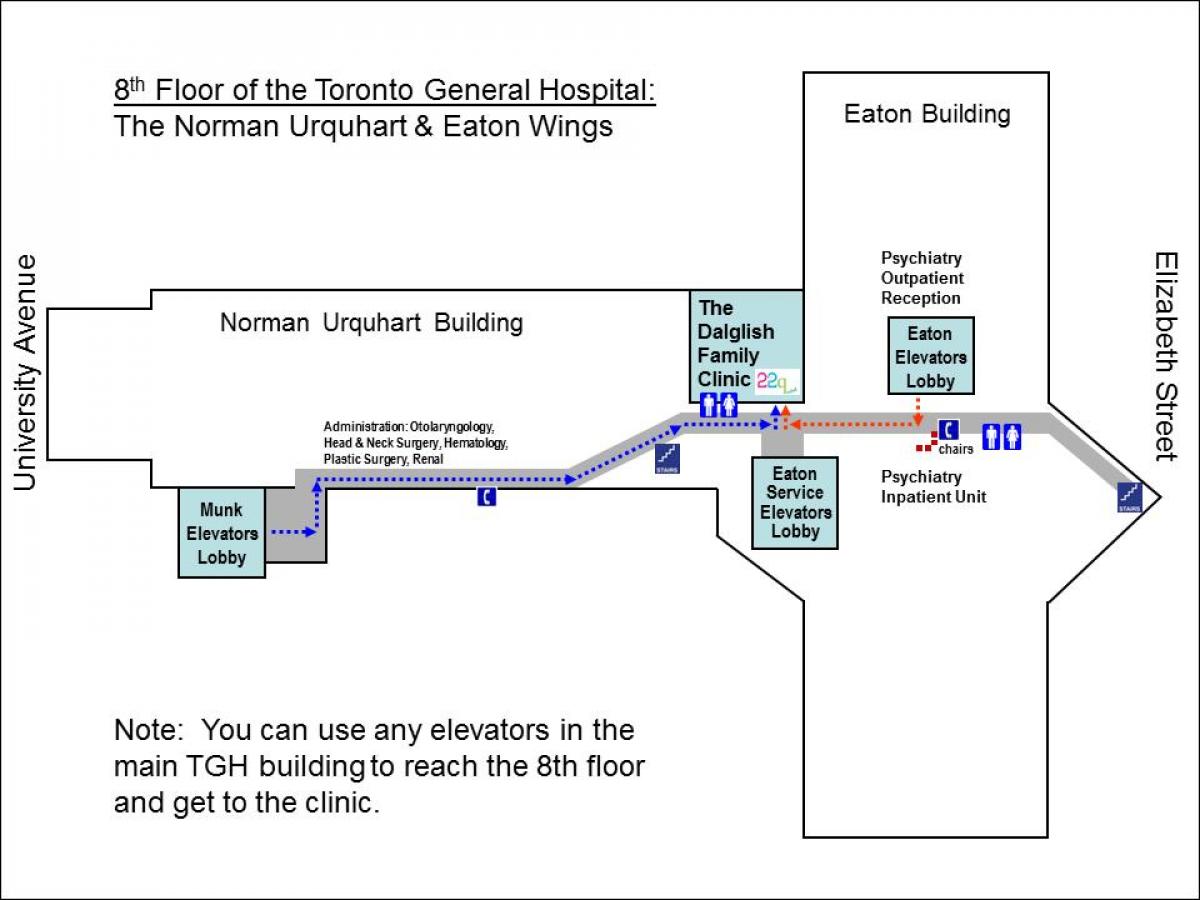 Mapa General Hospital 8 garren solairuan Toronto