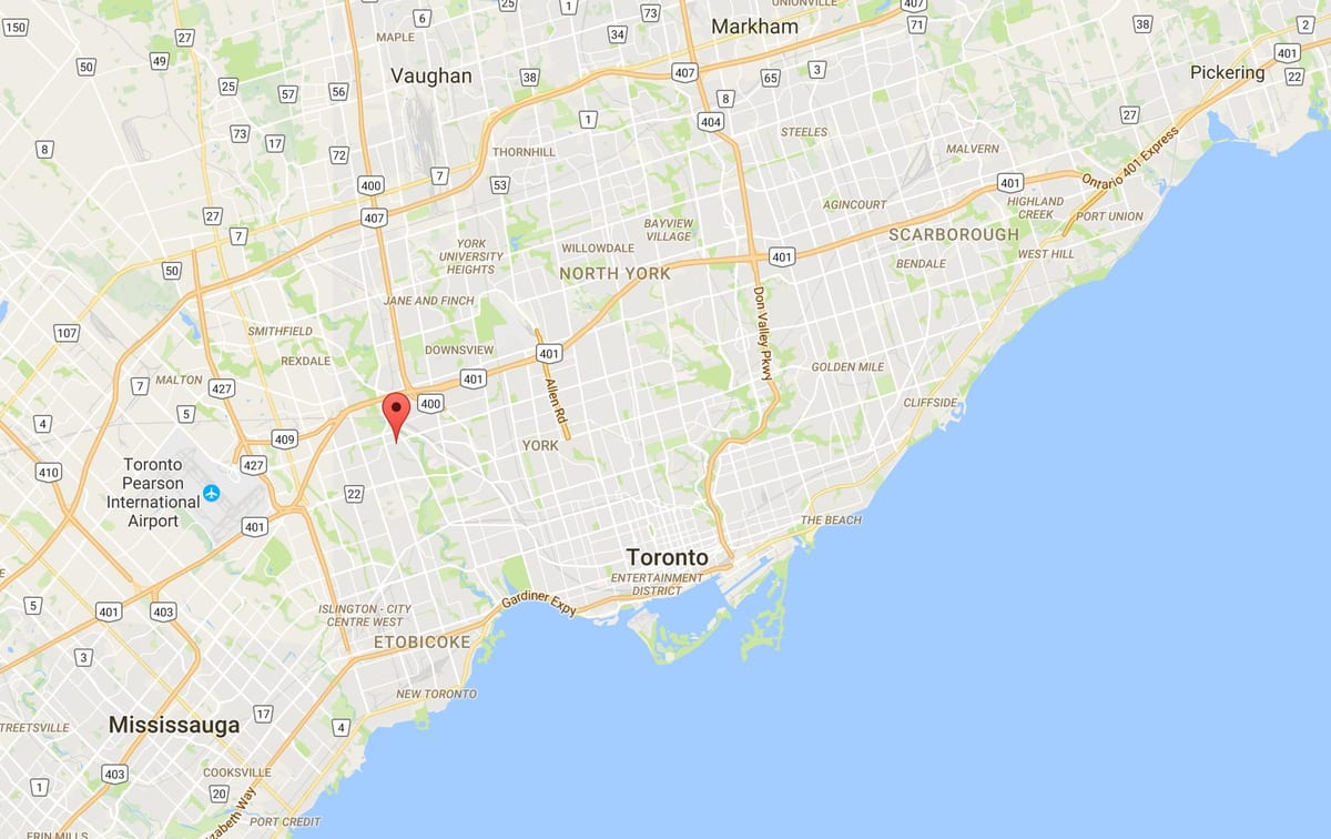 Mapa Humber Altuera – Westmount auzoan Toronto