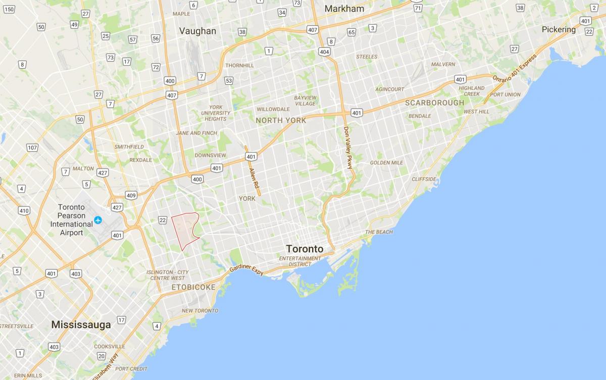 Mapa Humber Bailarako Herri auzoan Toronto