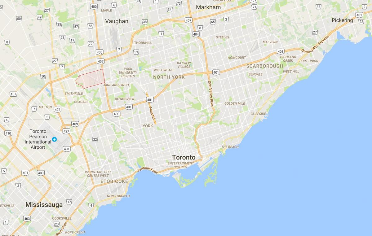Mapa Humber Gailurrera auzoan Toronto
