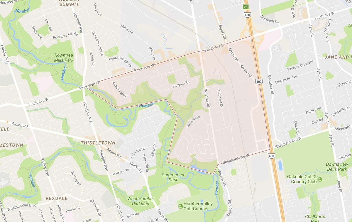 Mapa Humbermede auzoa Toronto