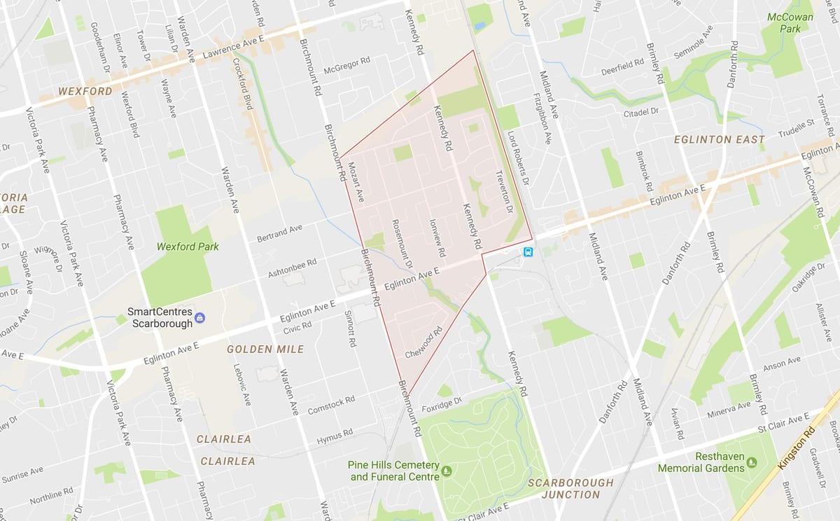 Mapa Ionview auzoa Toronto