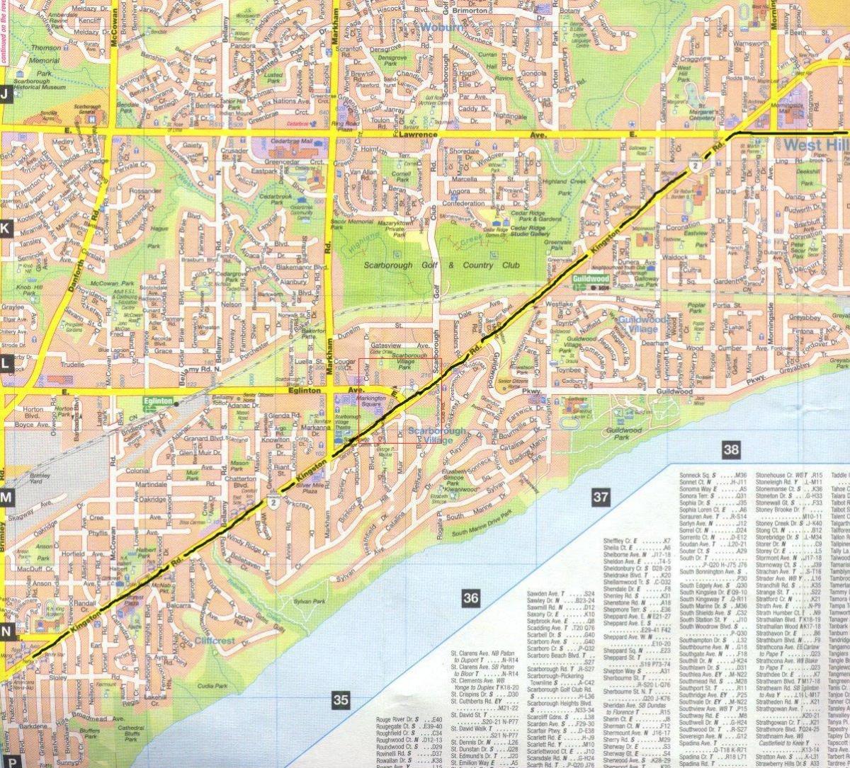 Mapa Kingston bide-Toronto