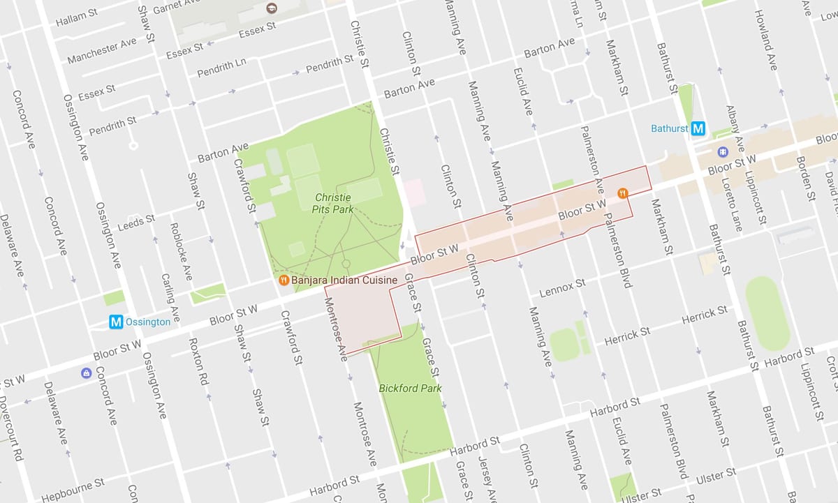 Mapa Koreatown auzoa Toronto