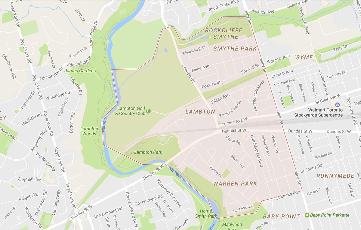 Mapa Lambton auzoa Toronto