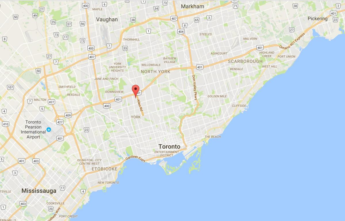 Mapa Lawrence Altuerak auzoan Toronto