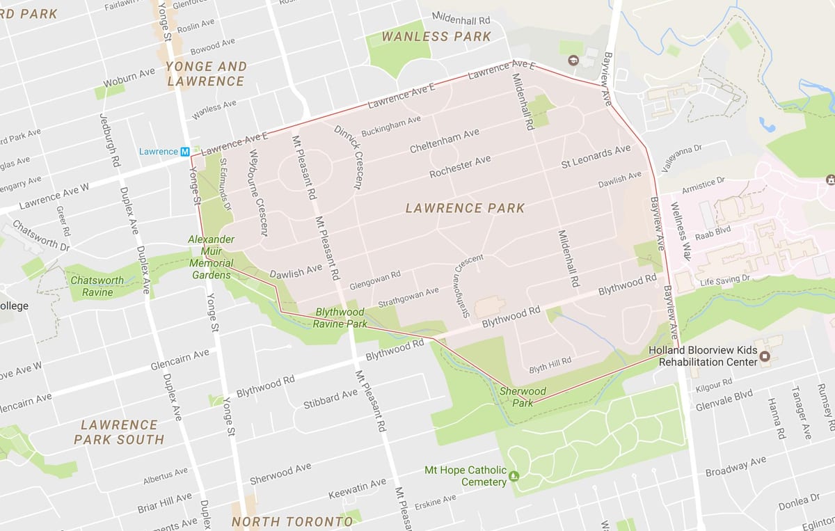Mapa Lawrence Park auzo Toronto