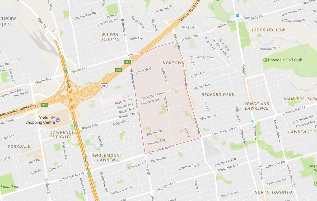 Mapa Ledbury Park auzo Toronto