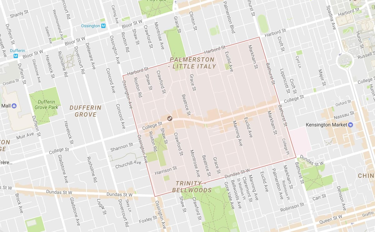 Mapa Txiki Italia auzoa Toronto