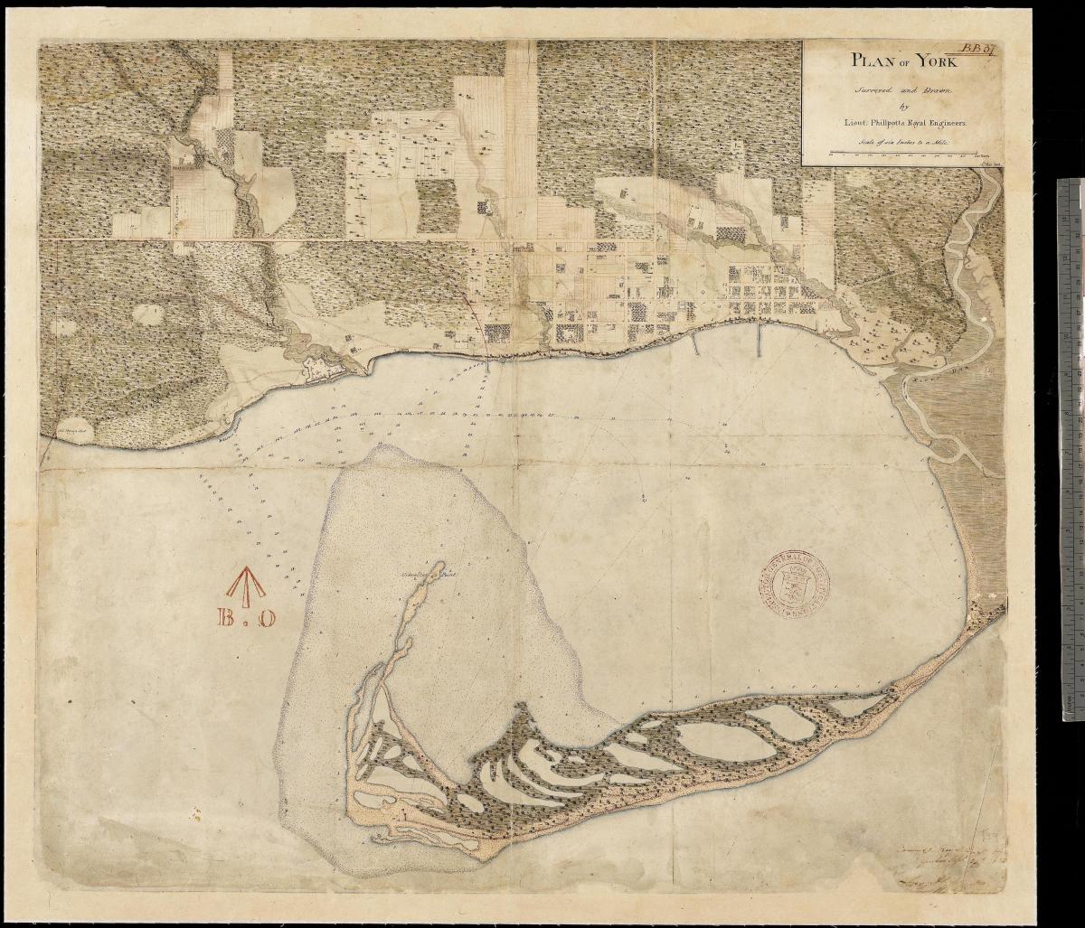 Mapa lur York Toronto lehen centure 1787-1884