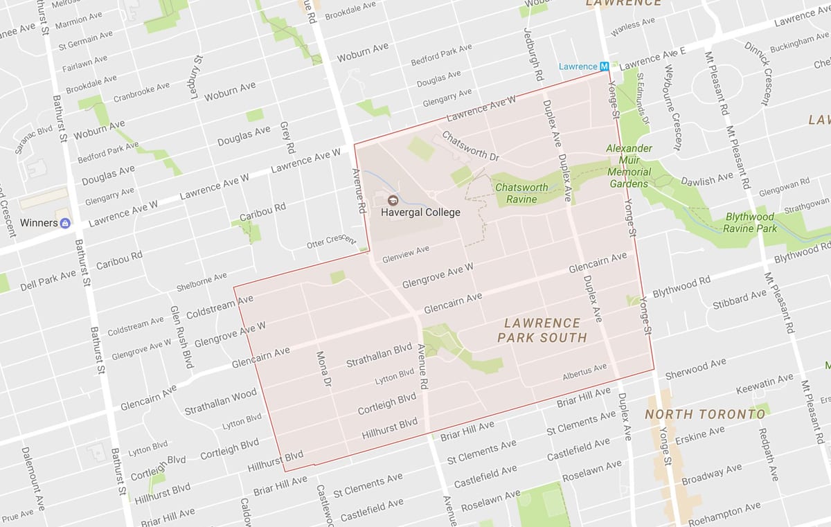 Mapa Lytton Park auzo Toronto