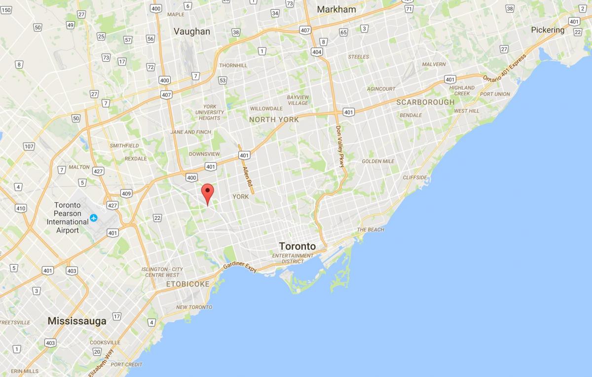 Mapa Mendiaren Dennis auzoan Toronto