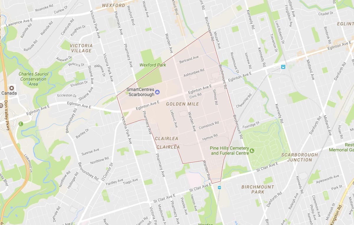 Mapa milla auzoa Toronto