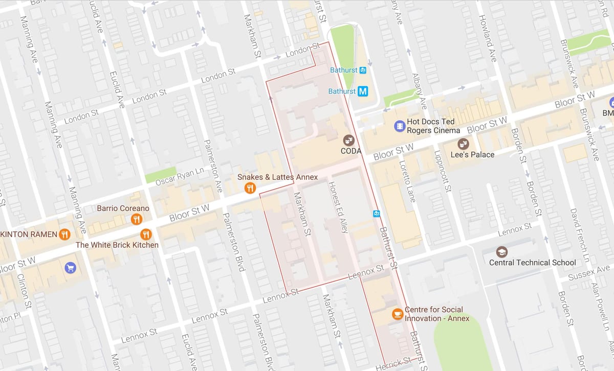 Mapa Mirvish Herrixka auzoa Toronto