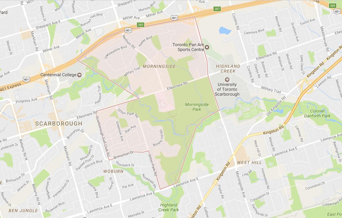 Mapa Morningside auzoa Toronto