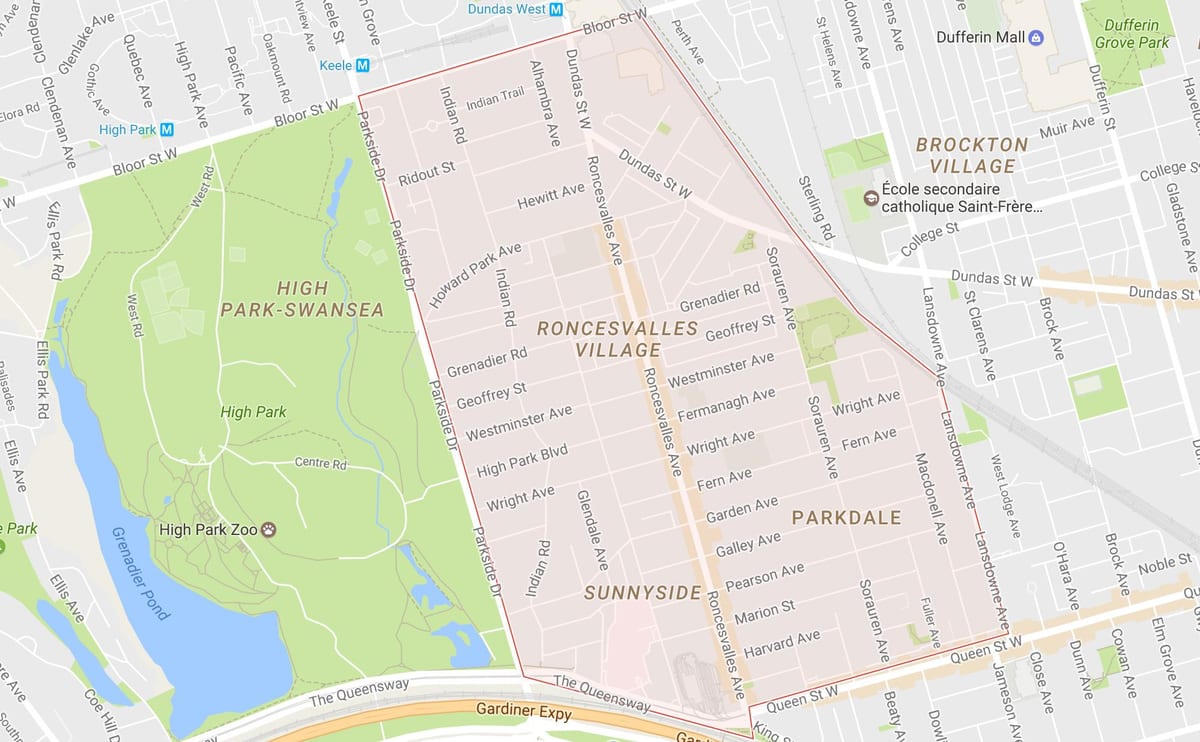 Mapa Orreagako auzoa Toronto