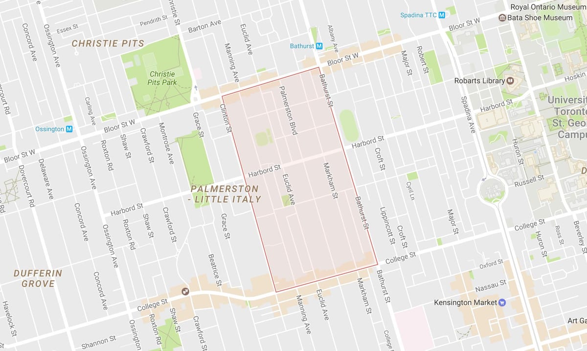 Mapa Palmerston auzoa Toronto