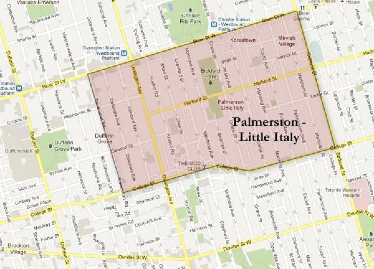 Mapa Palmerston little Italia Toronto