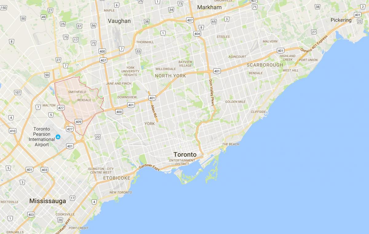 Mapa Rexdale auzoan Toronto