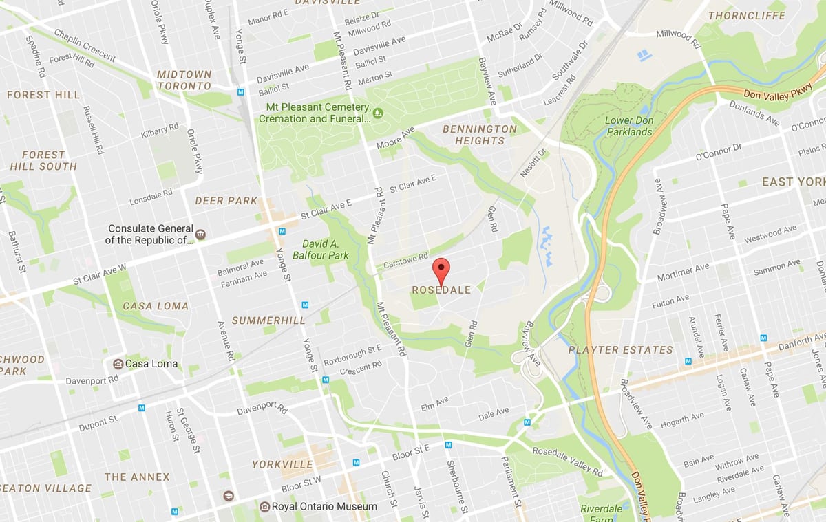 Mapa Rosedale auzoa Toronto