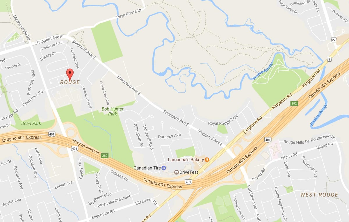 Mapa Rouge auzoa Toronto