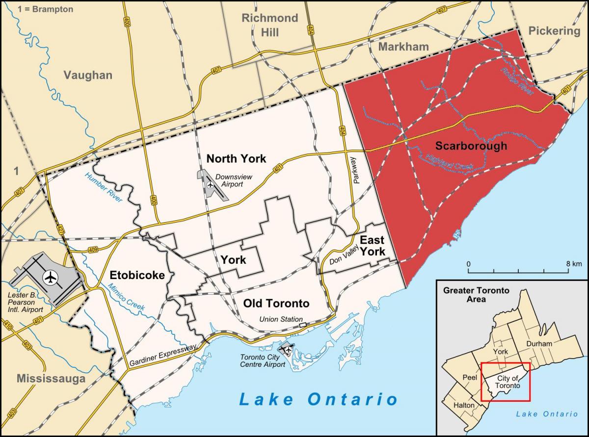Mapa Scarborough Toronto