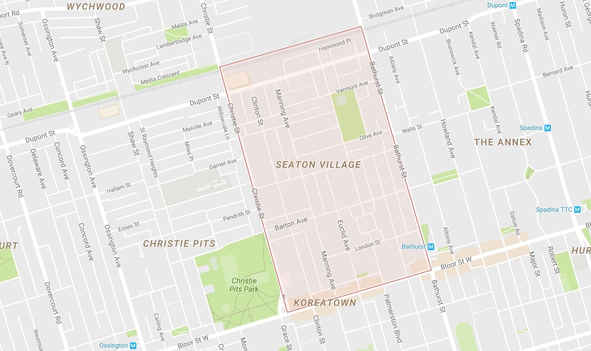 Mapa Seaton Herrixka auzoa Toronto