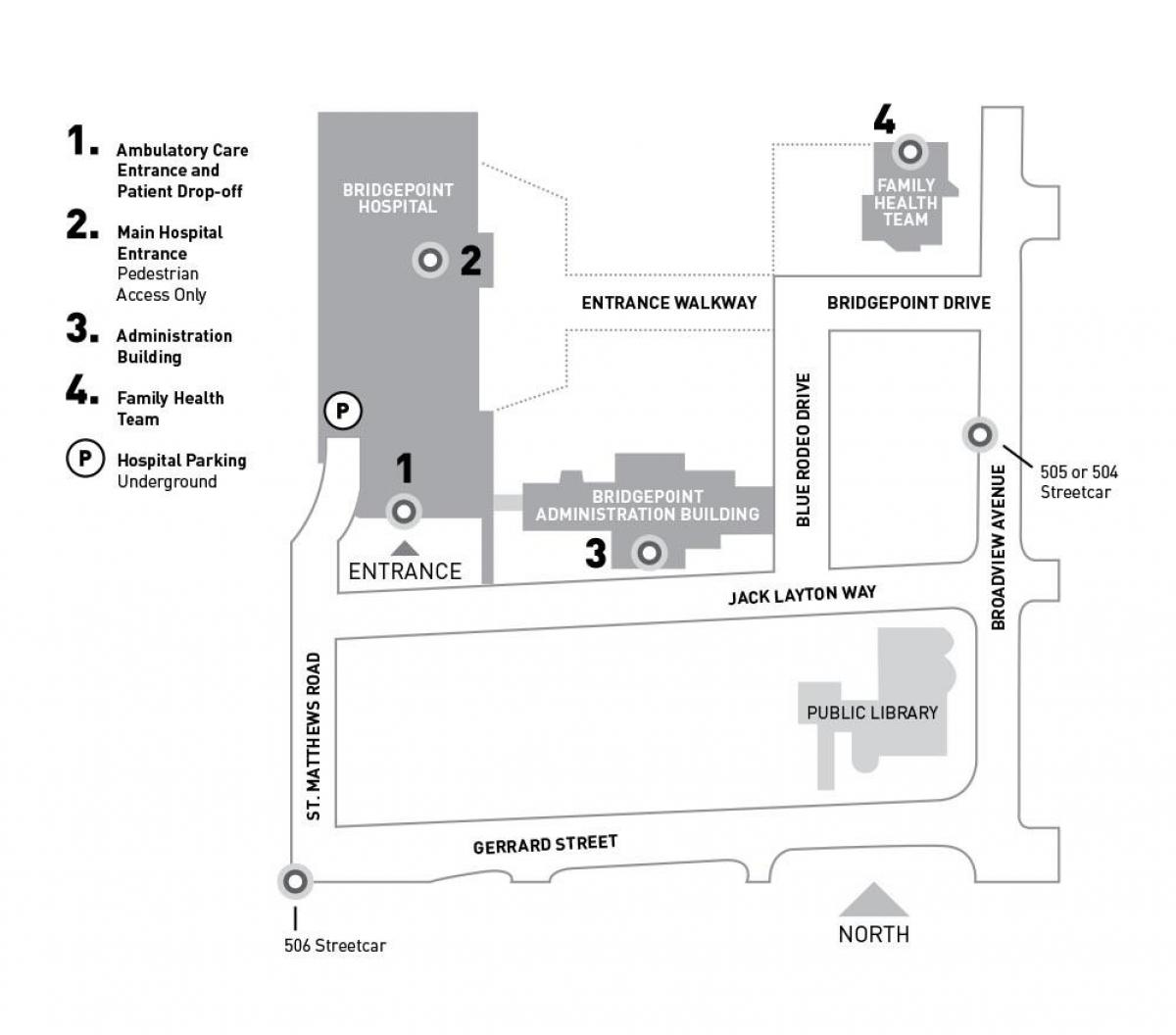 Mapa Sinai Ospitaleko Osasun-Sistema-Bridgepoint Toronto