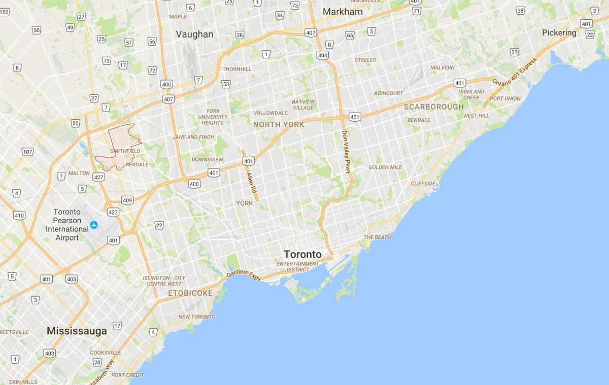 Mapa Smithfielddistrict Toronto