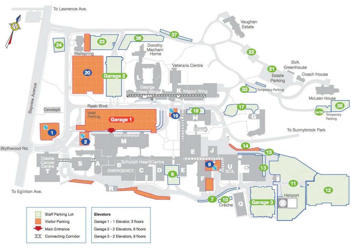 Mapa Sunnybrook Ospitalea