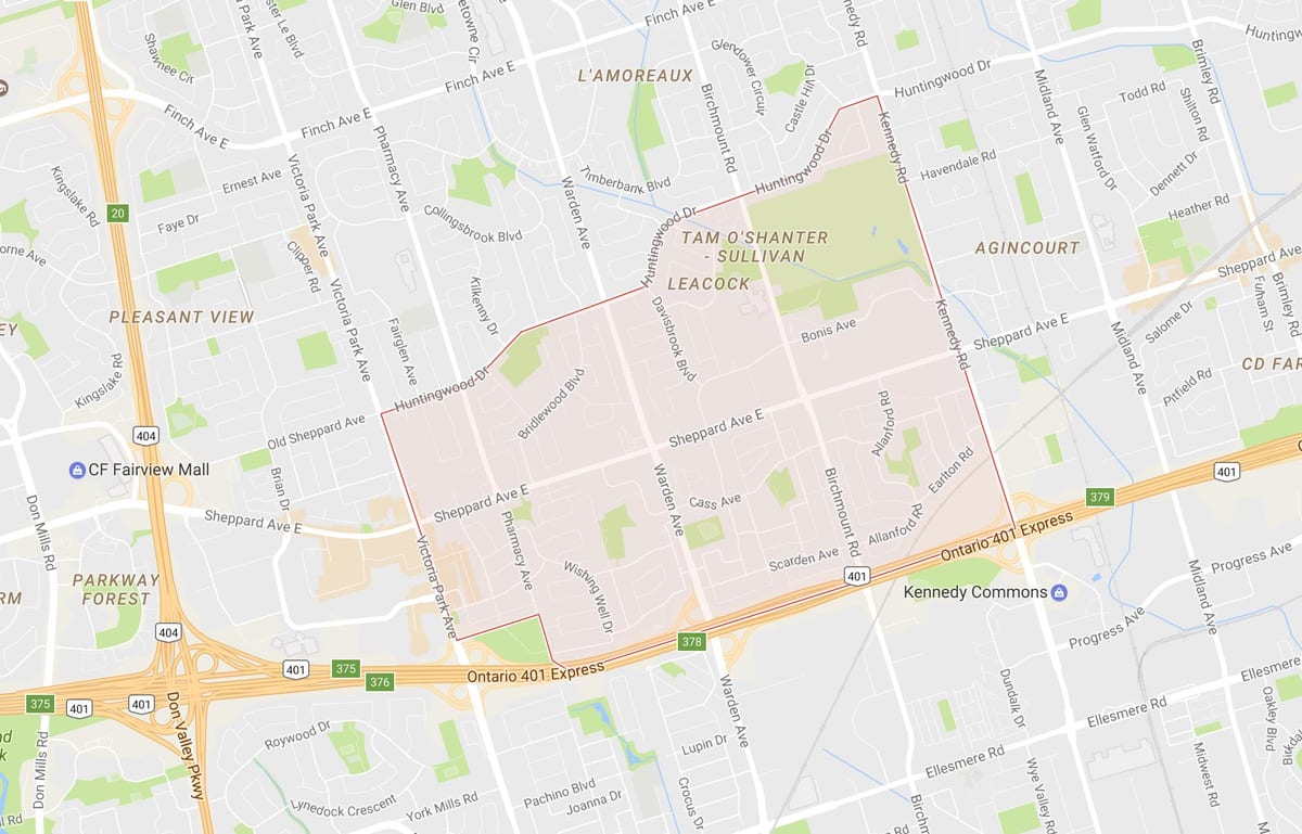 Mapa Tam O'Shanter – Sullivan auzoa Toronto