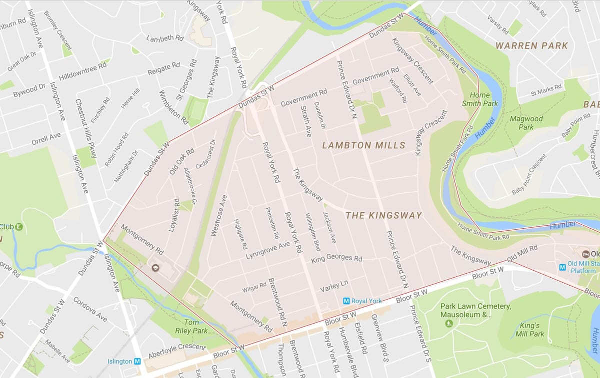 Mapa Kingsway auzoa Toronto