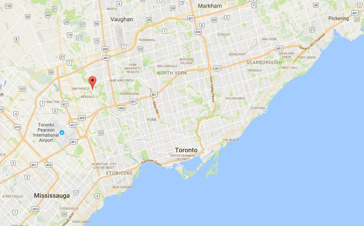 Mapa Thistletown auzoan Toronto