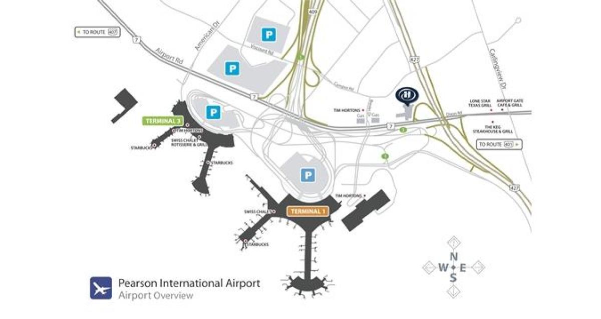 Mapa Toronto aireportua pearson ikuspegi orokorra