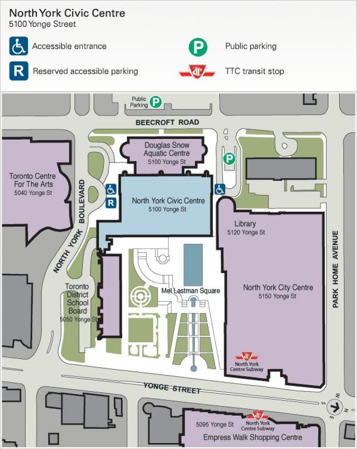 Mapa Toronto Arteen Zentro aparkalekua