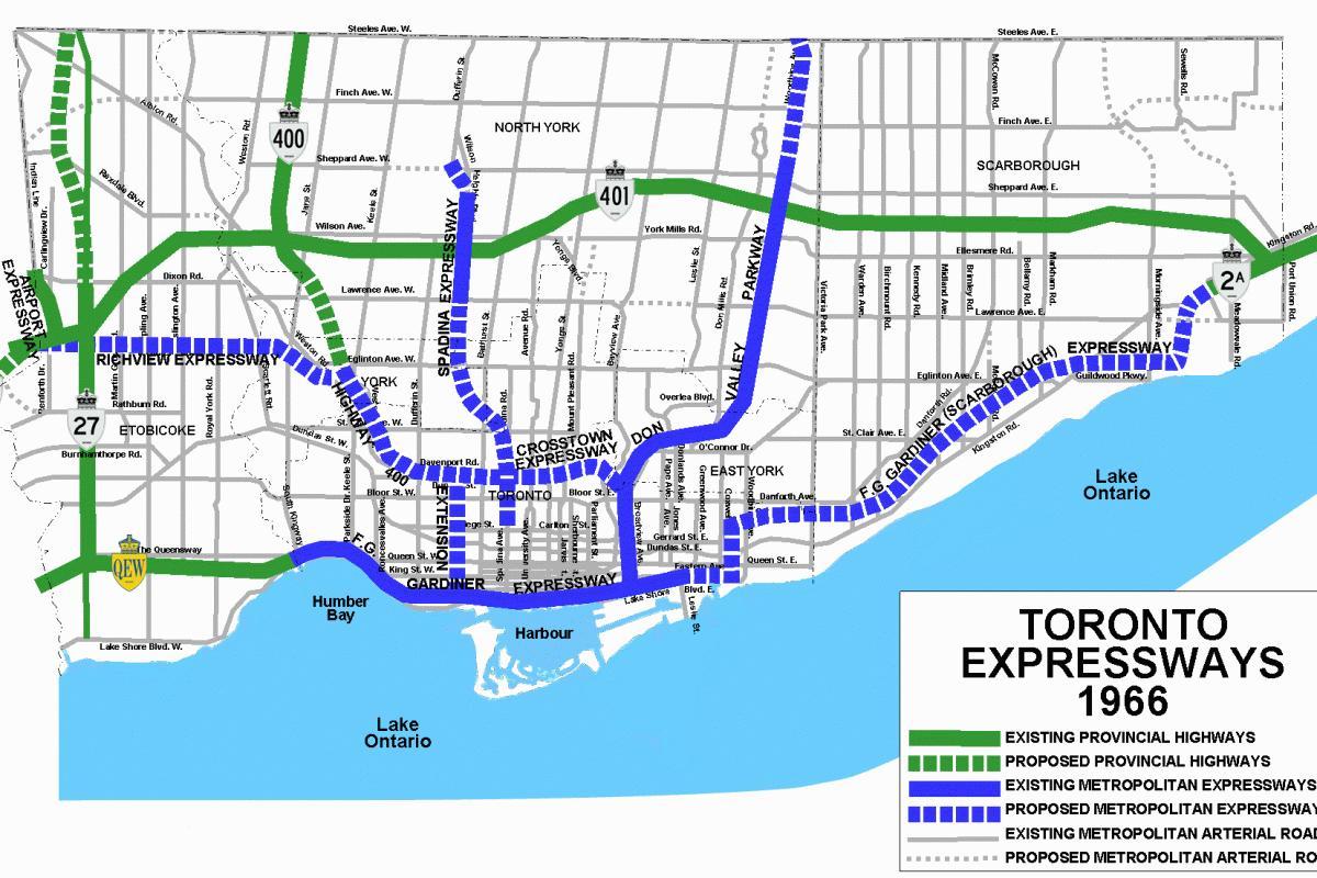 Mapa Toronto autobide