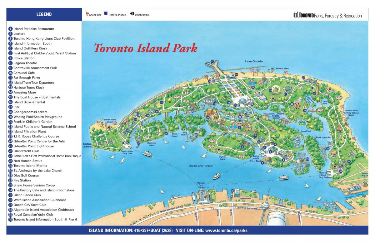 Mapa Toronto island park