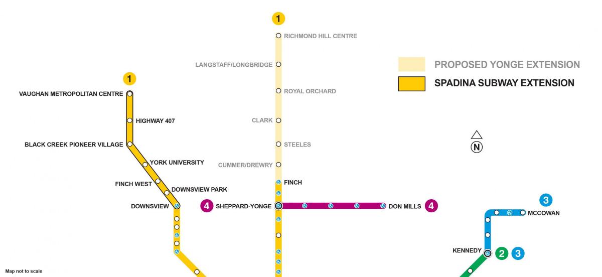 Mapa Toronto metroa luzapena