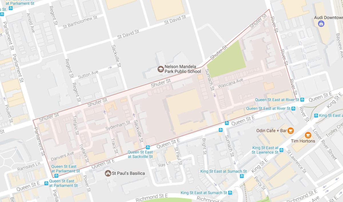 Mapa Trefann Auzitegi auzo Toronto