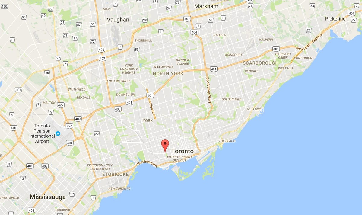 Mapa Trinity–Bellwoods auzoan Toronto