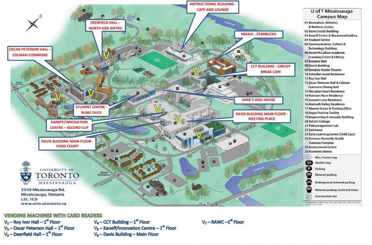 Mapa university of Toronto Mississauga campus elikadura-zerbitzuak