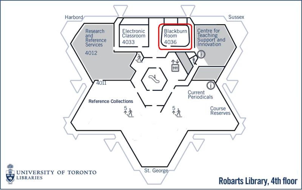 Mapa university of Toronto Robarts liburutegia blackburn gela