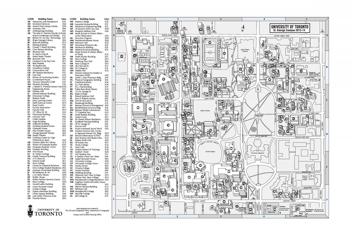 Mapa university of Toronto St Georges campusa