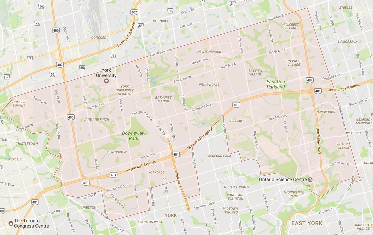 Mapa Uptown Toronto auzoa Toronto