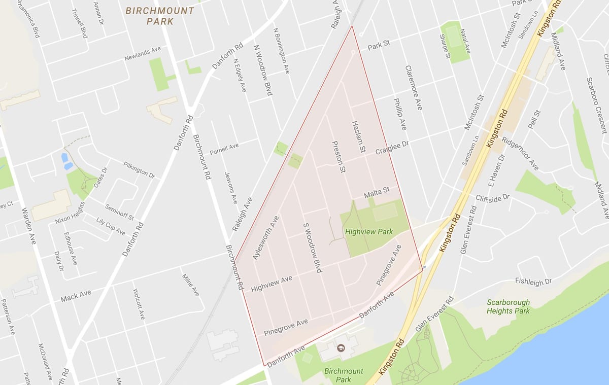 Mapa Urki Amildegi Altuerak auzoa Toronto