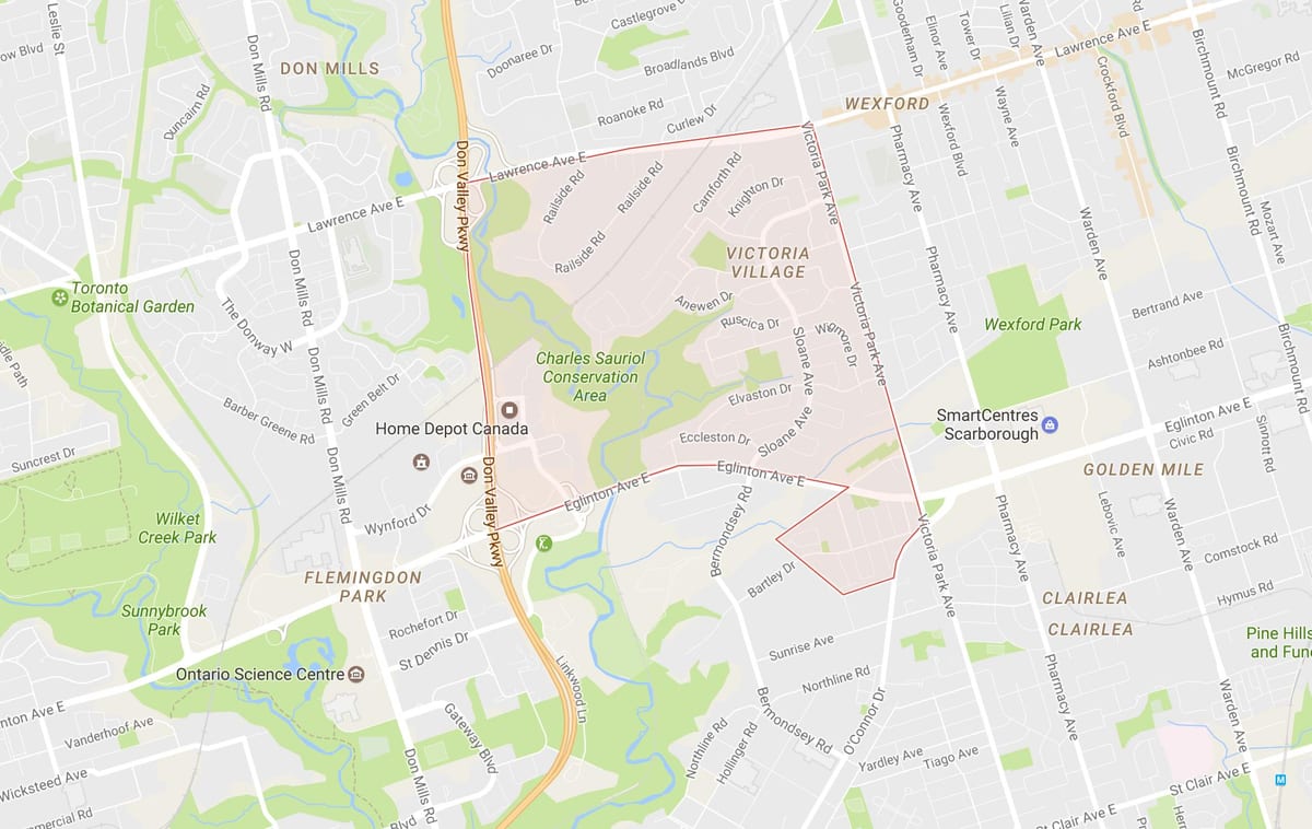 Mapa Victoria Herrixka auzoa Toronto