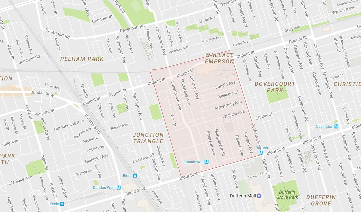 Mapa Wallace Emerson auzoa Toronto