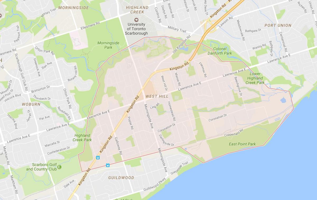 Mapa West Hill auzoan Toronto